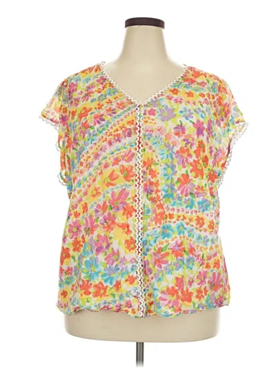 Pre-owned Talbots Short Sleeve Blouse In Yellow