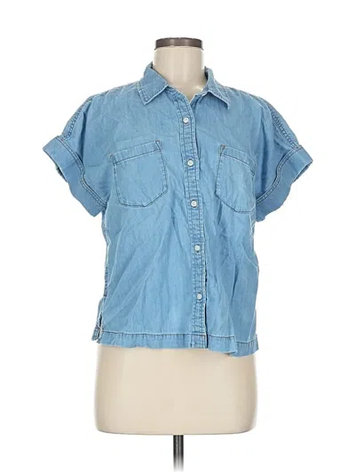 Pre-owned Talbots Short Sleeve Button Down Shirt In Blue