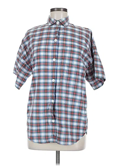 Pre-owned Talbots Short Sleeve Button Down Shirt In Blue