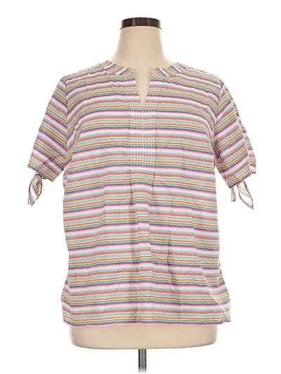 Pre-owned Talbots Short Sleeve Button Down Shirt In Purple