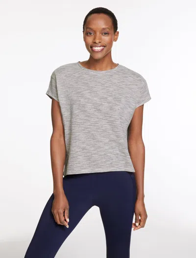 Talbots Short Sleeve Crewneck T-shirt - Pieced Stripe - White/indigo Blue - Medium  In White,indigo Blue