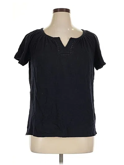 Pre-owned Talbots Short Sleeve Henley Shirt In Black