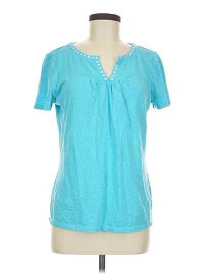 Pre-owned Talbots Short Sleeve Henley Shirt In Blue