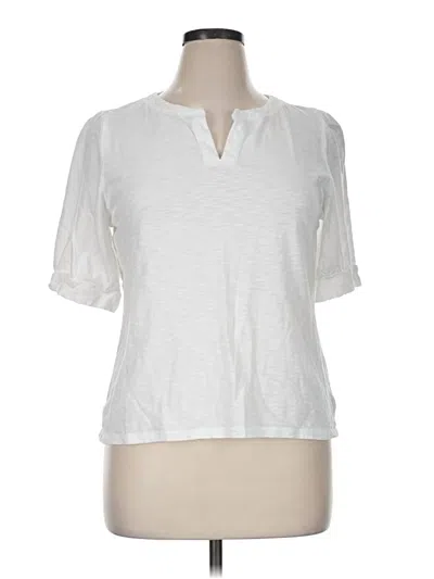 Pre-owned Talbots Short Sleeve Henley Shirt In Ivory