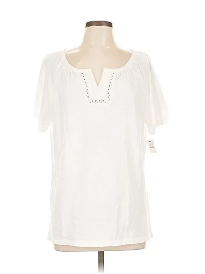 Pre-owned Talbots Short Sleeve Henley Shirt In White