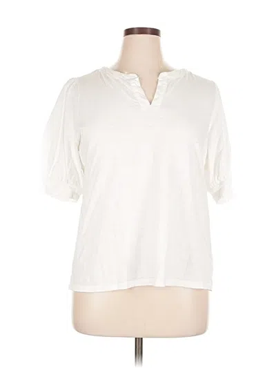 Pre-owned Talbots Short Sleeve Henley Shirt In White