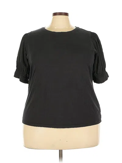 Pre-owned Talbots Short Sleeve Top Black Keyhole Neckline Tops