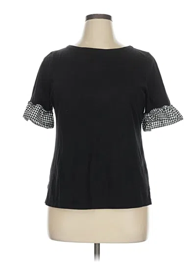 Pre-owned Talbots Short Sleeve Top Black Keyhole Neckline Tops