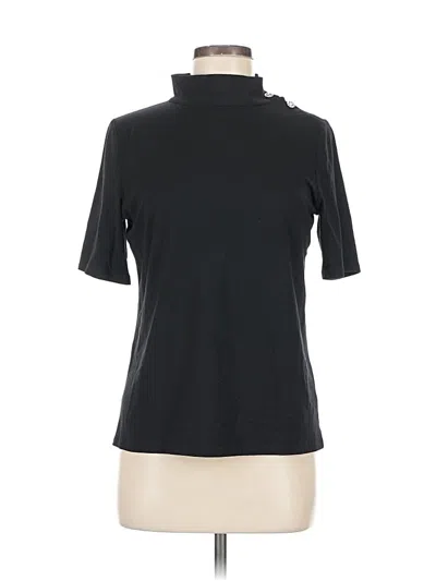 Pre-owned Talbots Short Sleeve Top Black Mock Neckline Tops