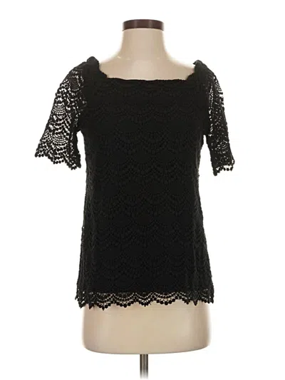 Pre-owned Talbots Short Sleeve Top Black Sweetheart Neckline Tops