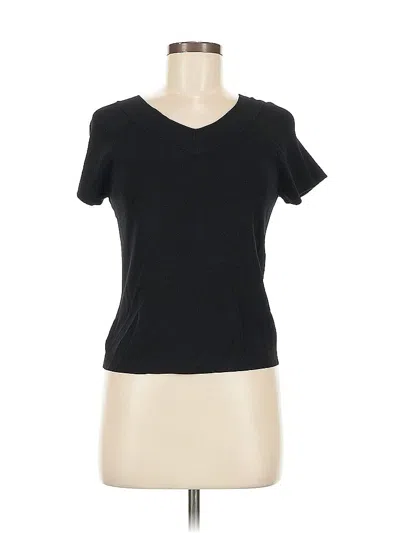 Pre-owned Talbots Short Sleeve Top Black V Neck Tops