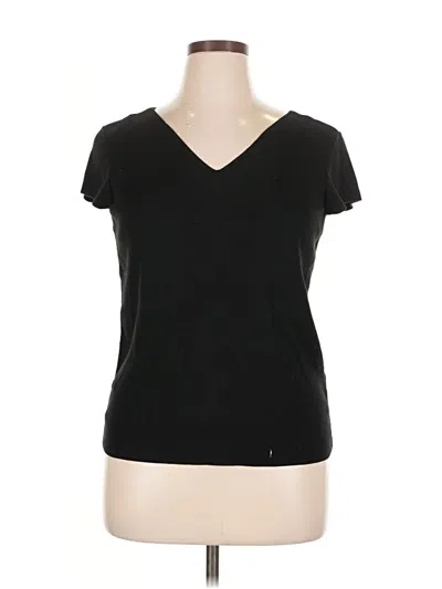 Pre-owned Talbots Short Sleeve Top Black V Neck Tops