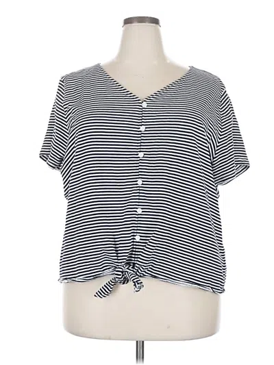 Pre-owned Talbots Short Sleeve Top Black V Neck Tops