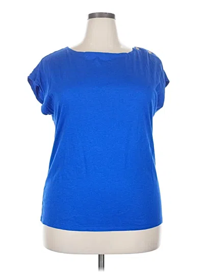 Pre-owned Talbots Short Sleeve Top Blue Boatneck Tops