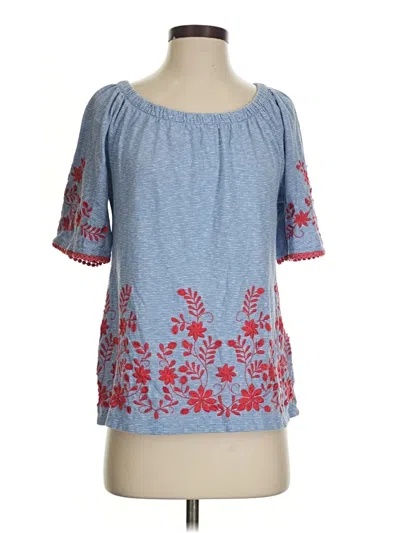 Pre-owned Talbots Short Sleeve Top Blue Boatneck Tops