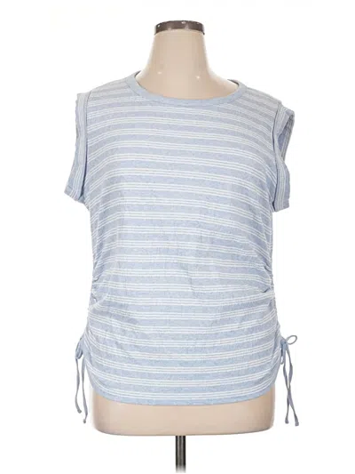 Talbots Short Sleeve Top Blue Boatneck Tops In Multi