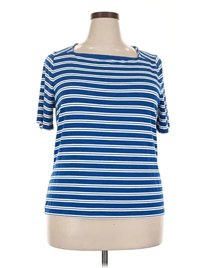Pre-owned Talbots Short Sleeve Top Blue Boatneck Tops