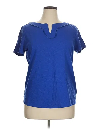 Pre-owned Talbots Short Sleeve Top Blue Cowl Neck Tops