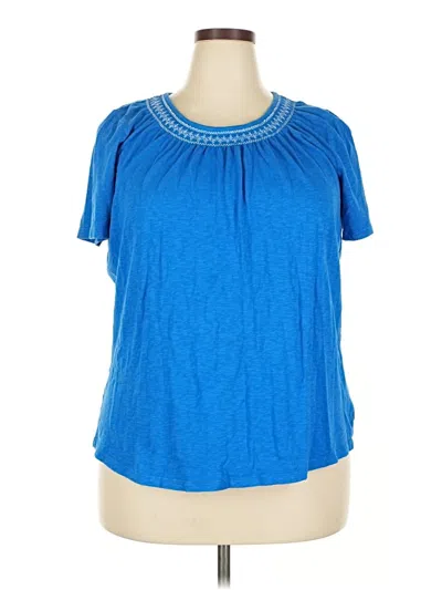 Pre-owned Talbots Short Sleeve Top Blue Keyhole Neckline Tops