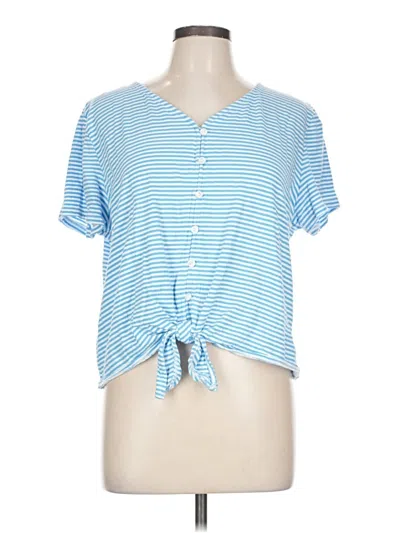 Pre-owned Talbots Short Sleeve Top Blue Keyhole Neckline Tops