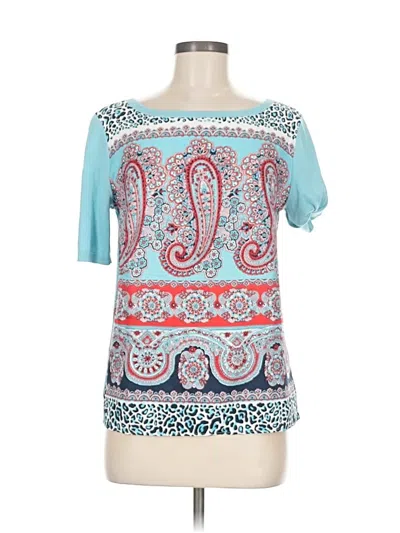 Pre-owned Talbots Short Sleeve Top Blue Scoop Neck Tops