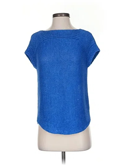 Pre-owned Talbots Short Sleeve Top Blue Solid Pattern Boatneck Tops