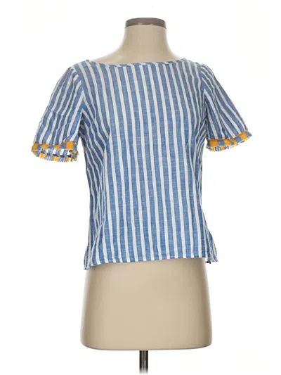 Pre-owned Talbots Short Sleeve Top Blue Square Neckline Tops
