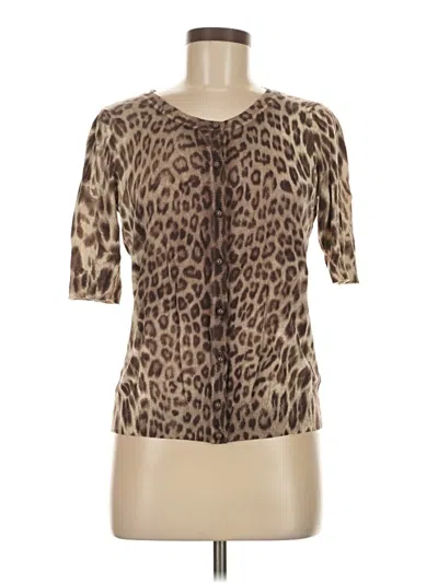 Pre-owned Talbots Short Sleeve Top Brown Animal Print Pattern Scoop Neck Tops