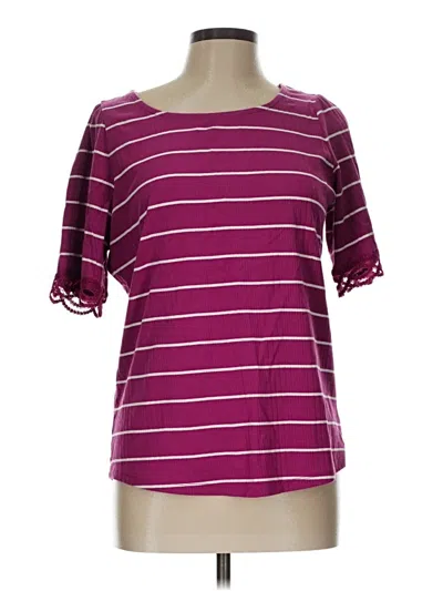 Pre-owned Talbots Short Sleeve Top Burgundy Boatneck Tops