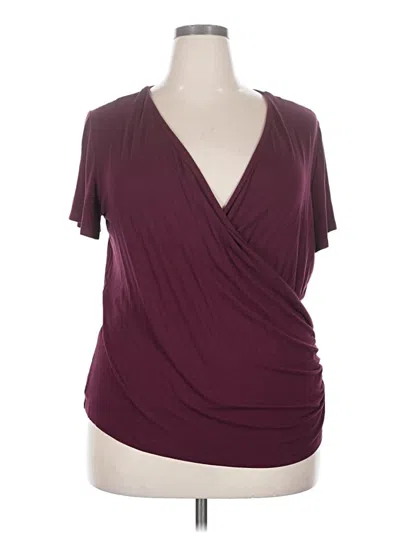 Pre-owned Talbots Short Sleeve Top Burgundy Plunge Neckline Tops