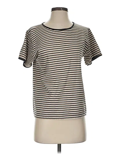 Pre-owned Talbots Short Sleeve Top Gray Stripes Pattern Crew Neck Tops