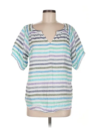 Pre-owned Talbots Short Sleeve Top Gray Stripes Pattern Scoop Neck Tops
