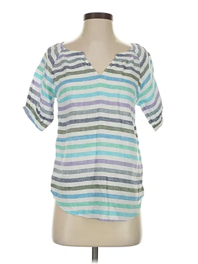 Pre-owned Talbots Short Sleeve Top Gray Stripes Pattern Scoop Neck Tops