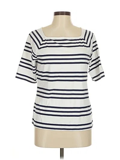 Pre-owned Talbots Short Sleeve Top Ivory Boatneck Tops In White