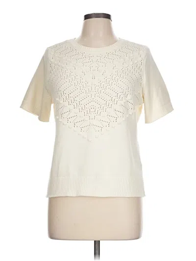 Pre-owned Talbots Short Sleeve Top Ivory Crew Neck Tops
