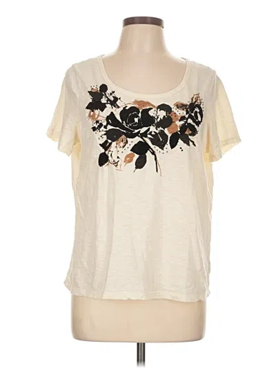 Pre-owned Talbots Short Sleeve Top Ivory Floral Pattern Scoop Neck Tops