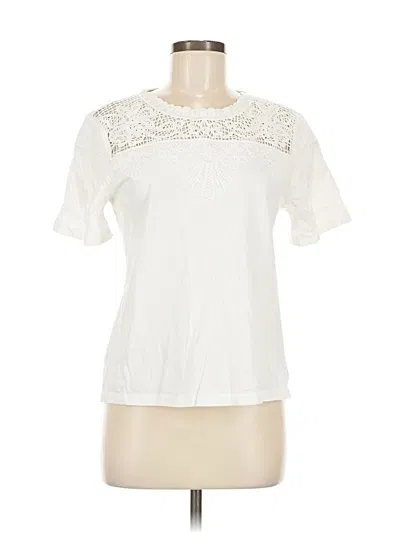 Pre-owned Talbots Short Sleeve Top Ivory Mock Neckline Tops In White