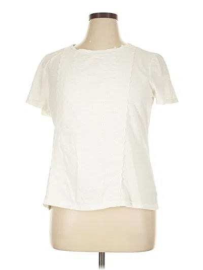 Pre-owned Talbots Short Sleeve Top Ivory Mock Neckline Tops In White