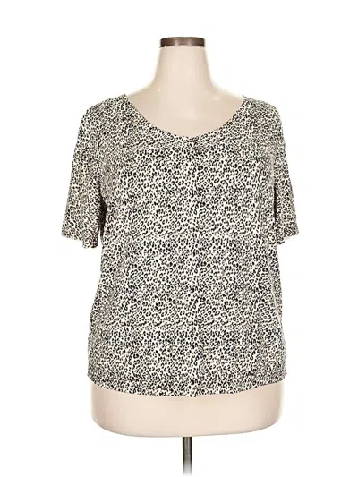 Pre-owned Talbots Short Sleeve Top Ivory Scoop Neck Tops In White