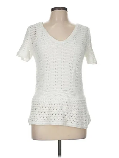Pre-owned Talbots Short Sleeve Top Ivory V Neck Tops In White