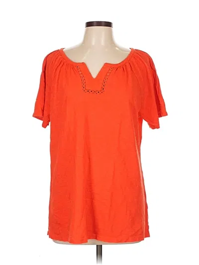 Pre-owned Talbots Short Sleeve Top Orange Keyhole Neckline Tops