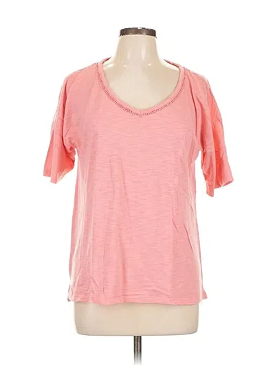 Pre-owned Talbots Short Sleeve Top Pink Cold Shoulder Neckline Tops