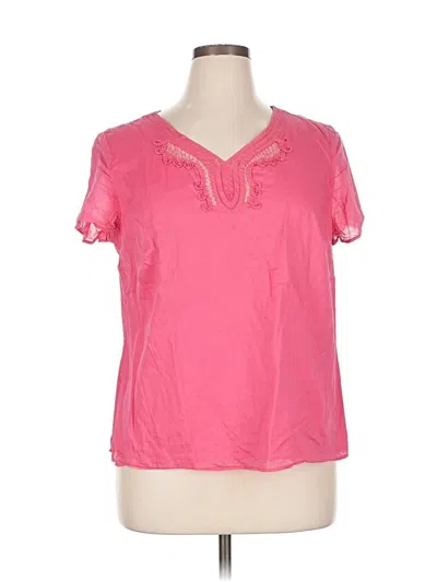 Pre-owned Talbots Short Sleeve Top Pink Keyhole Neckline Tops