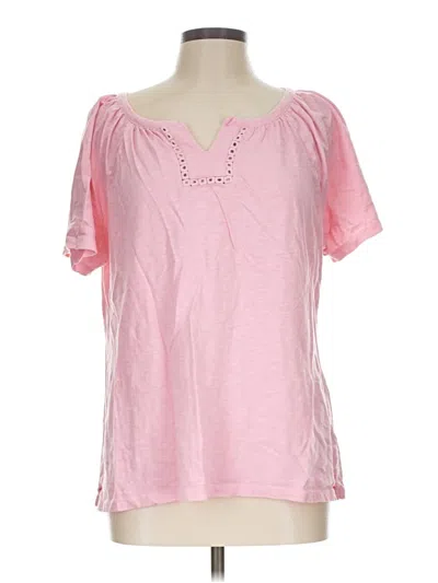 Pre-owned Talbots Short Sleeve Top Pink Keyhole Neckline Tops