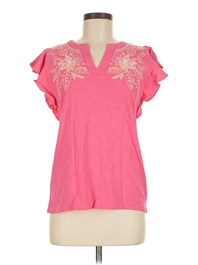 Pre-owned Talbots Short Sleeve Top Pink V Neck Tops
