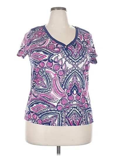 Pre-owned Talbots Short Sleeve Top Pink V Neck Tops