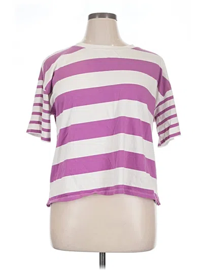 Pre-owned Talbots Short Sleeve Top Purple Stripes Pattern Boatneck Tops
