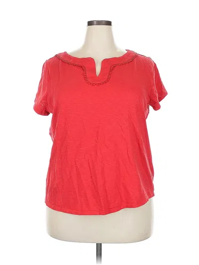 Pre-owned Talbots Short Sleeve Top Red Keyhole Neckline Tops