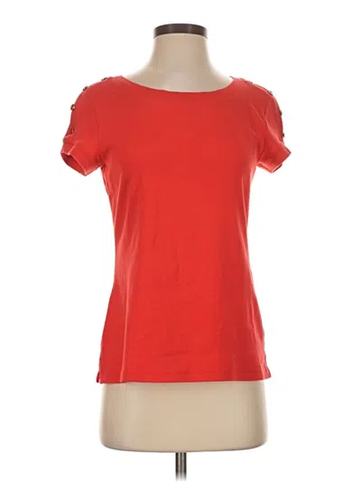 Pre-owned Talbots Short Sleeve Top Red Solid Pattern Boatneck Tops