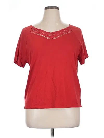 Pre-owned Talbots Short Sleeve Top Red V Neck Tops
